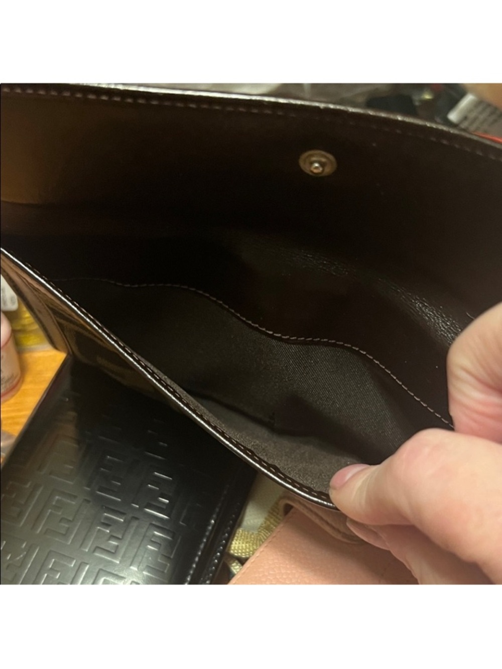 Fendi Brown & Black Logo Chain Shoulder Wallet - Picture 4 of 13